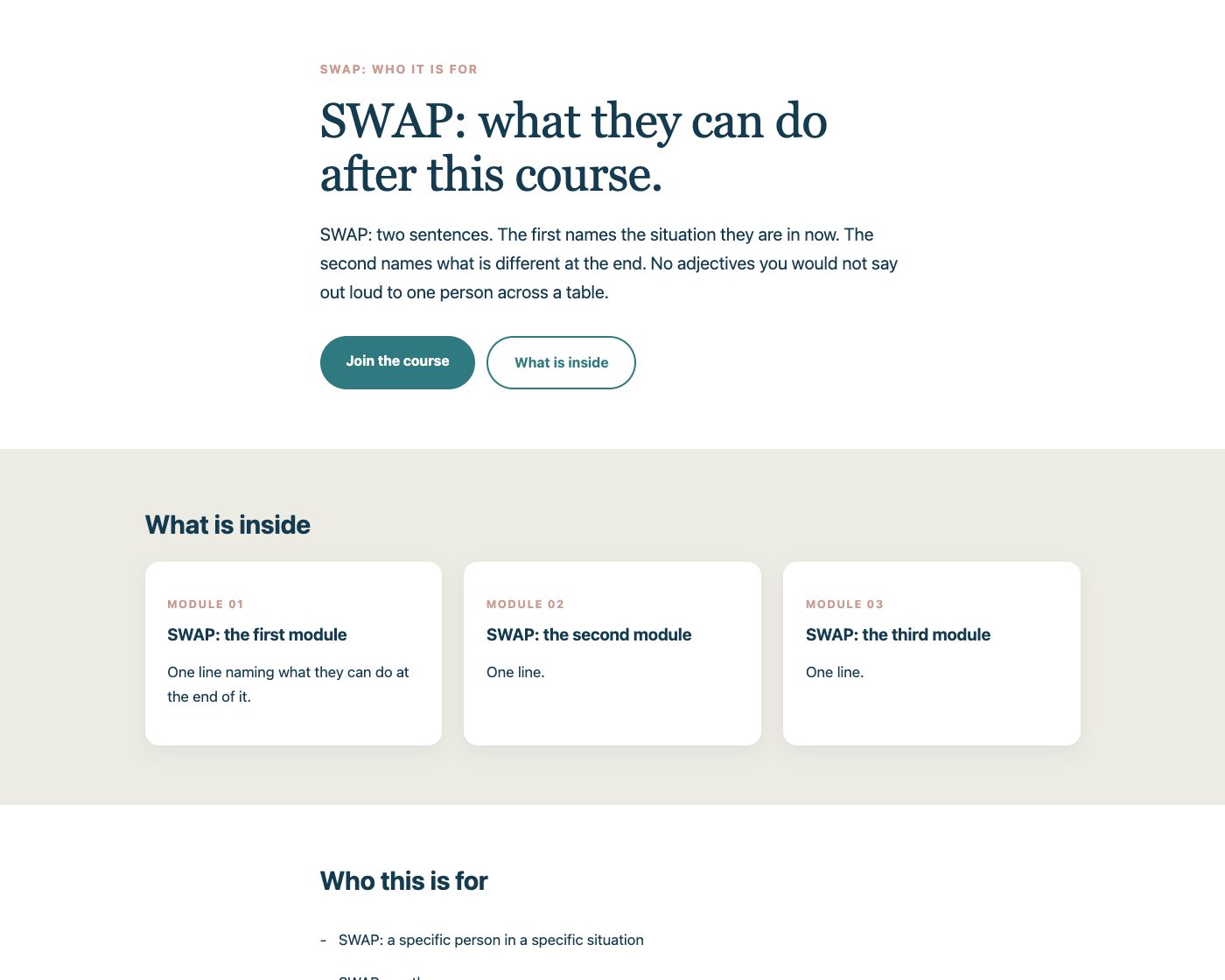 The course sales page template