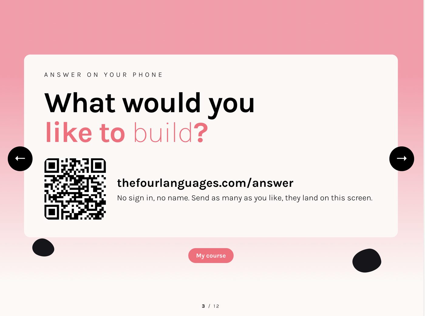 A live session with a QR on the shared screen