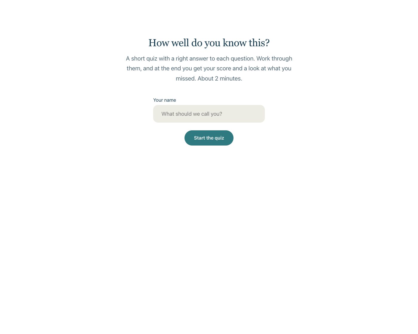 The scored quiz template